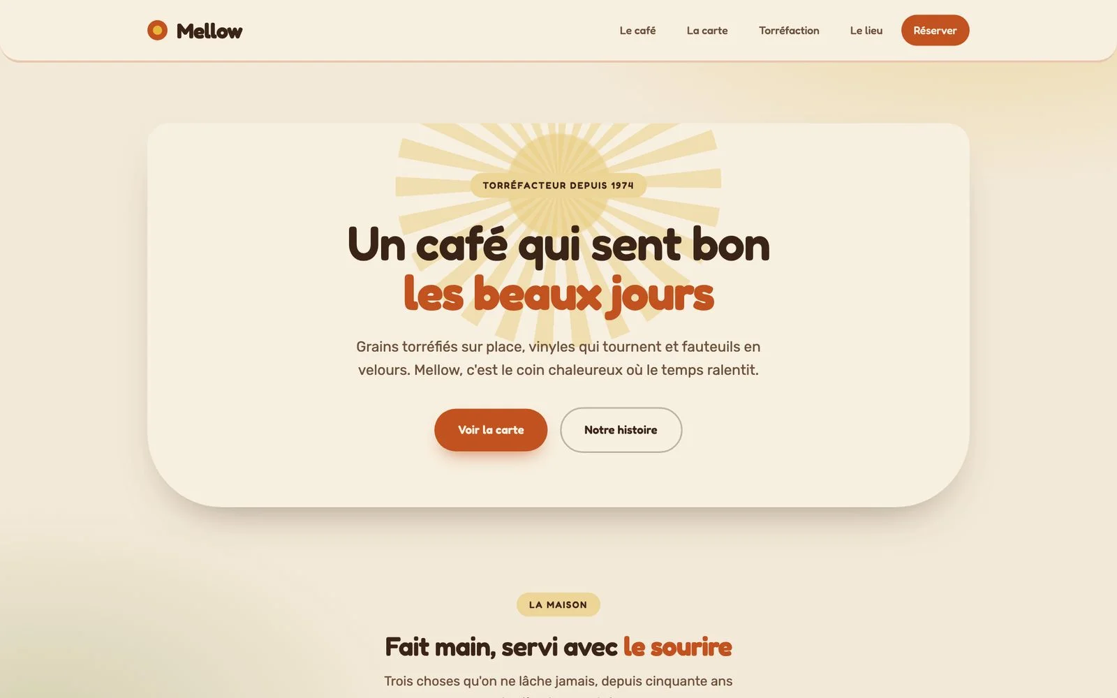 Le site Mellow, style Seventies