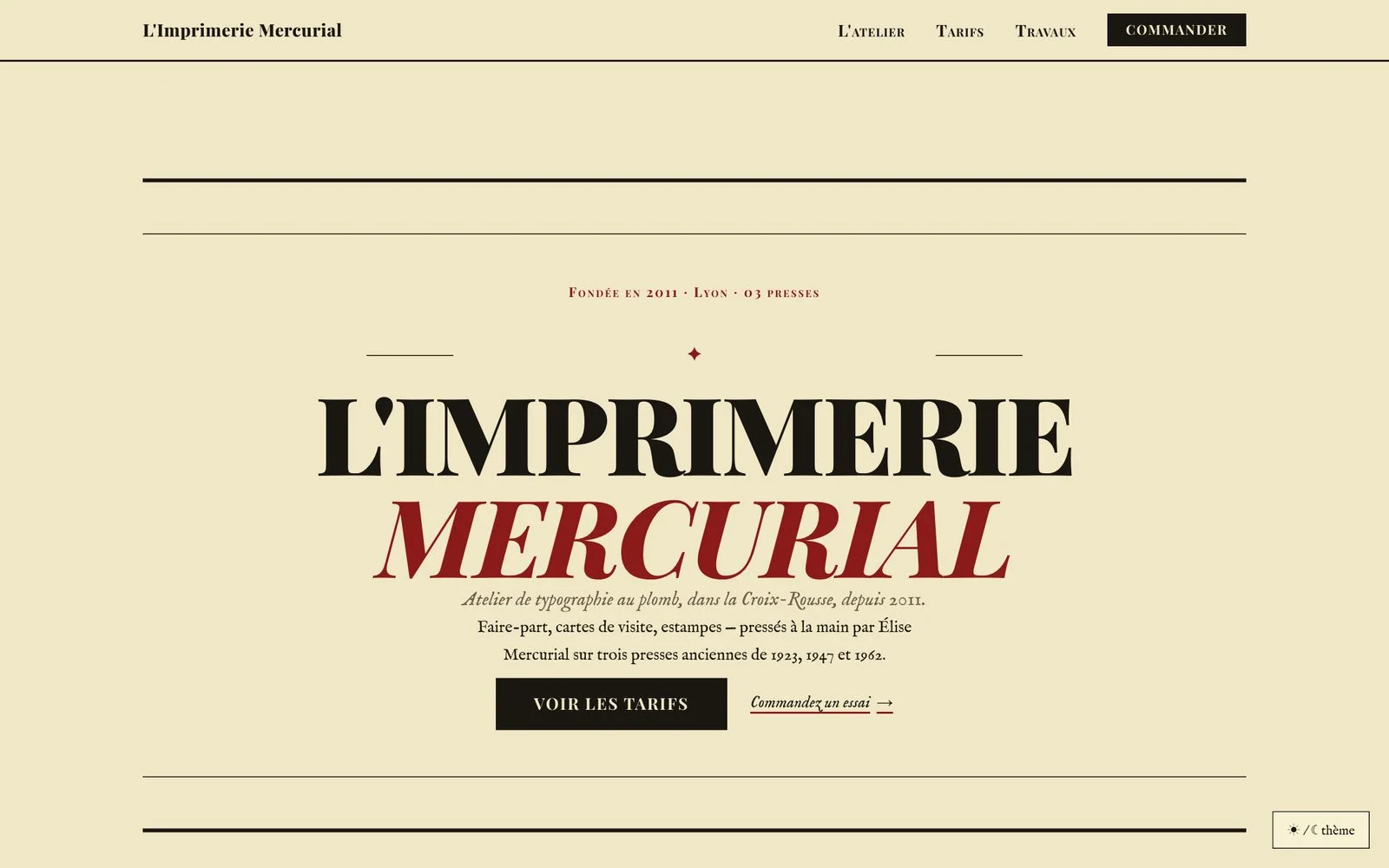 Letterpress — Imprimerie au plomb, bordeaux et ocre